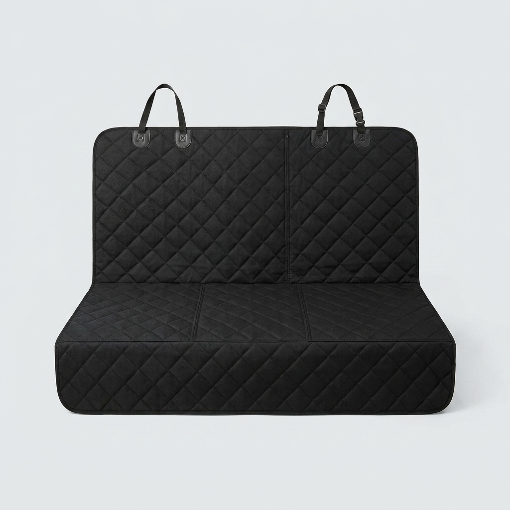 Waterproof black dog car seat cover, studio product shot